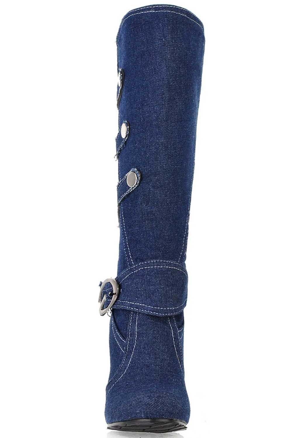 Women Lovely Denim High Tube Solid Colored Fashion Boots - WSC50818