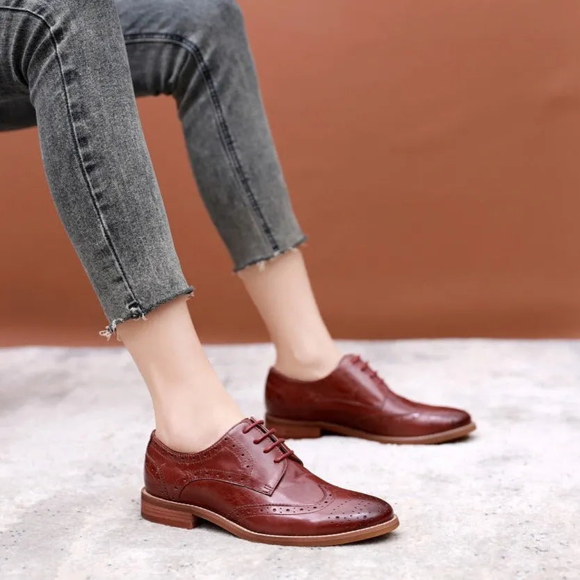 Women VintageLuxe Brogue Leather Oxfords Shoes