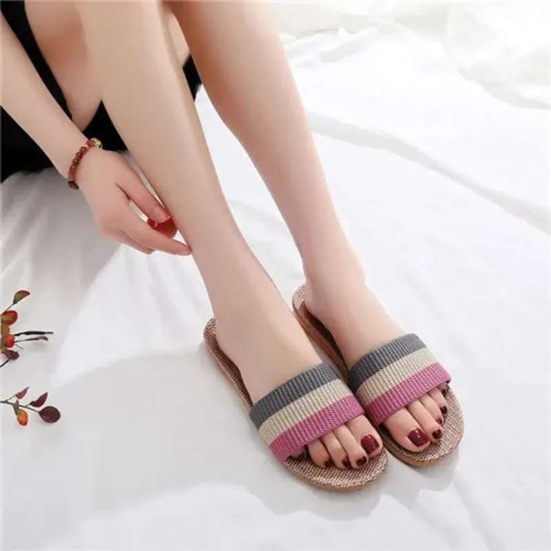 Women's Color Block Striped Pattern Summer Slippers