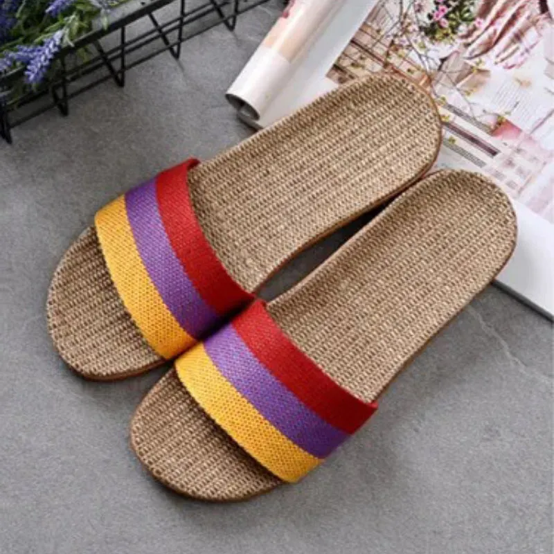 Women's Color Block Striped Pattern Summer Slippers