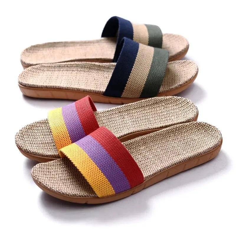 Women's Color Block Striped Pattern Summer Slippers