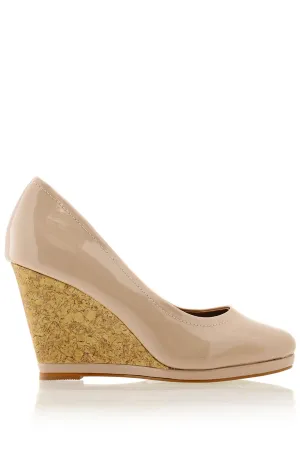 ZODIE Nude Cork Wedges