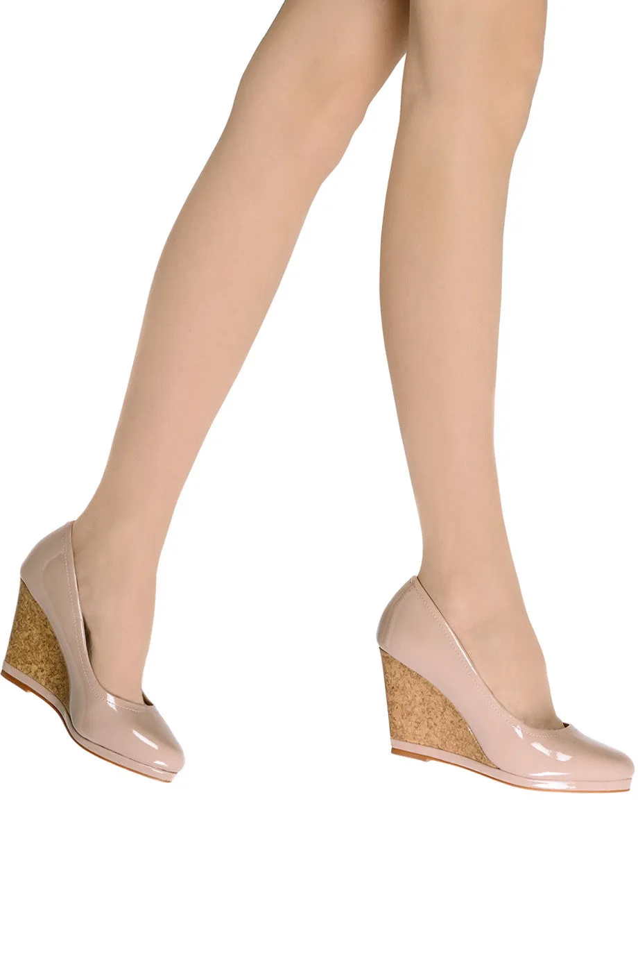 ZODIE Nude Cork Wedges